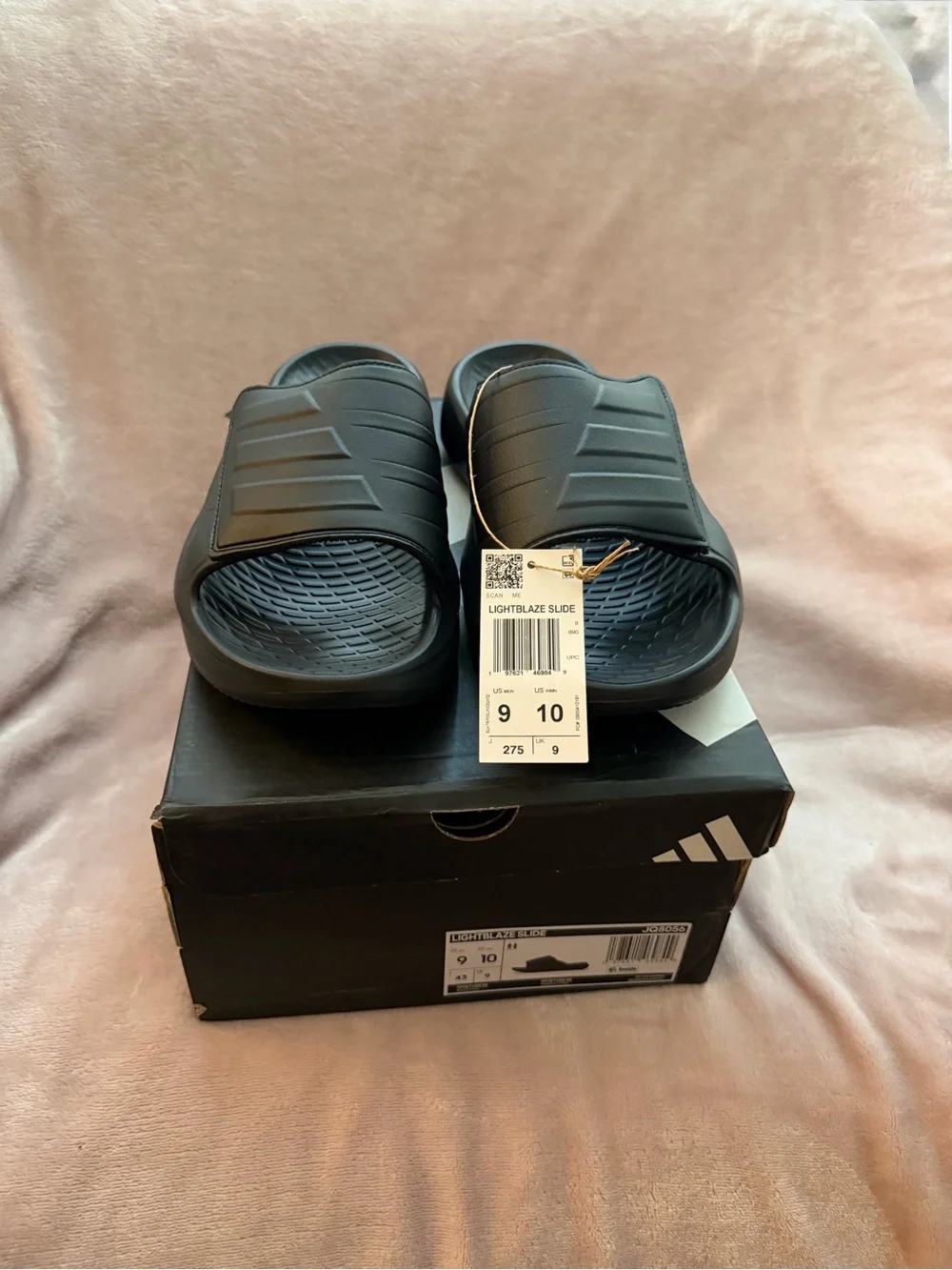 adidas All-Black Lightblaze Slide with Velcro Strap
